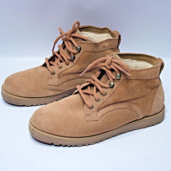 UGG Bethany Sheepskin Leather Shearling Lined Chukka Boots Chestnut Women Size 8 - Picture 1 of 16